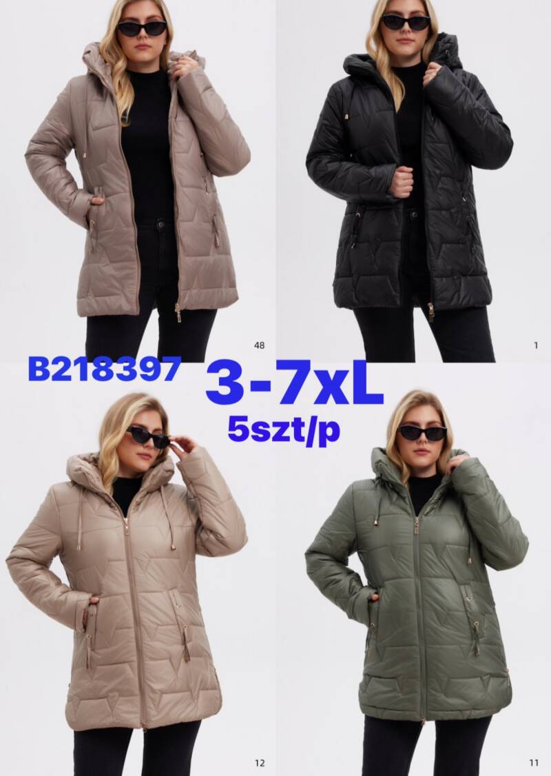 Kurtki damskie zimowe Roz 3XL-7XL, 1 Kolor Paczka 5 szt